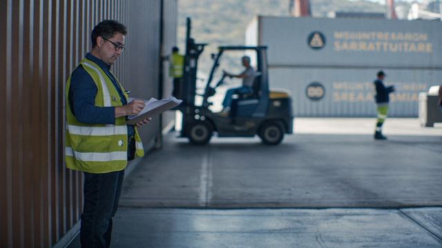Inspección aduanera de un contenedor en puerto